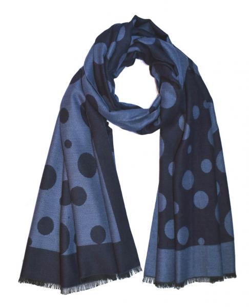 Scarf Shawl Viscos fleecy Points Dark Blue Light Blue